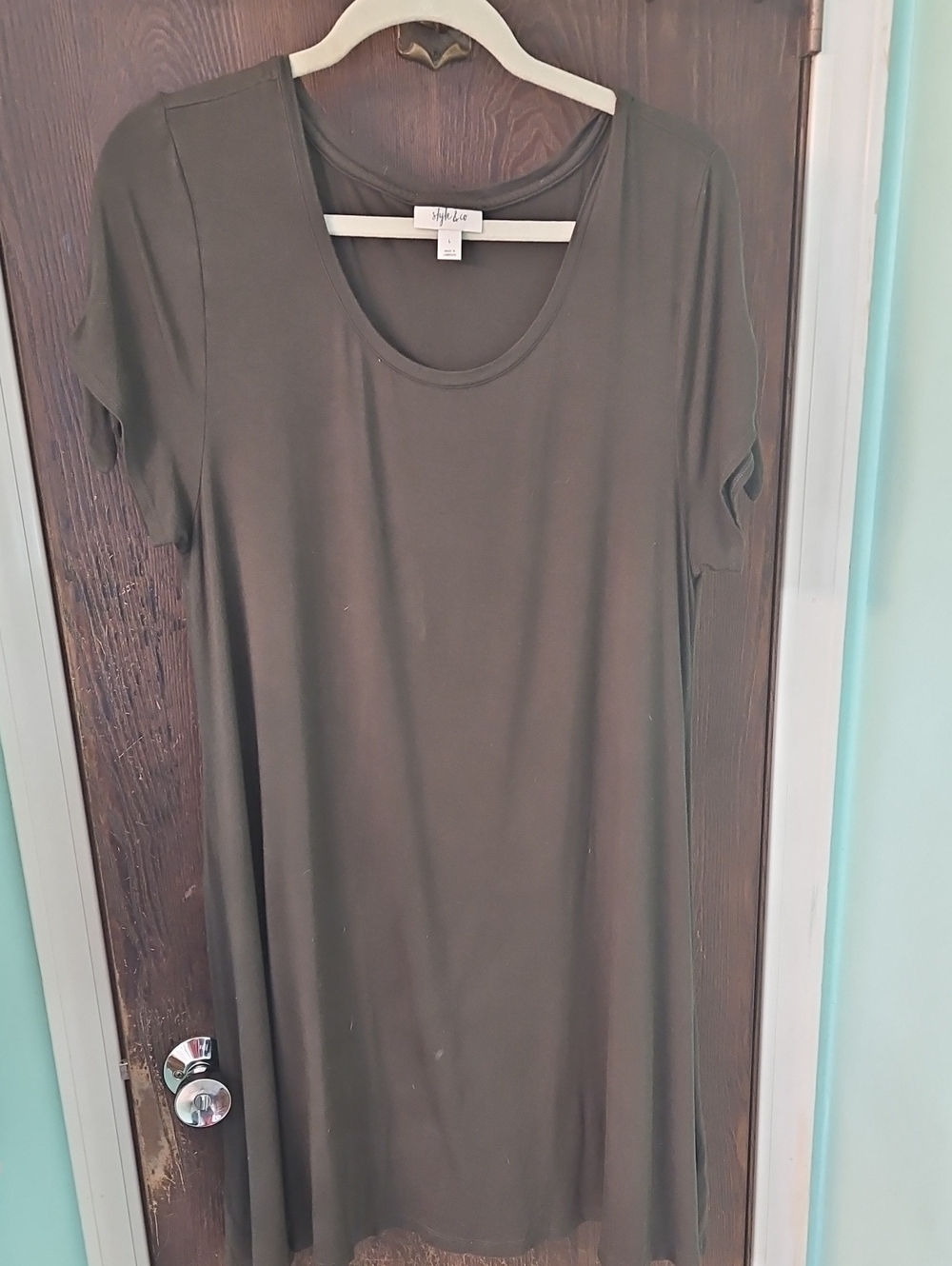 Style & Co. Olive Green Scoop Neck Midi Dress